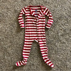 Kickee pants pajamas, red & white candy cane Christmas 12-18 months